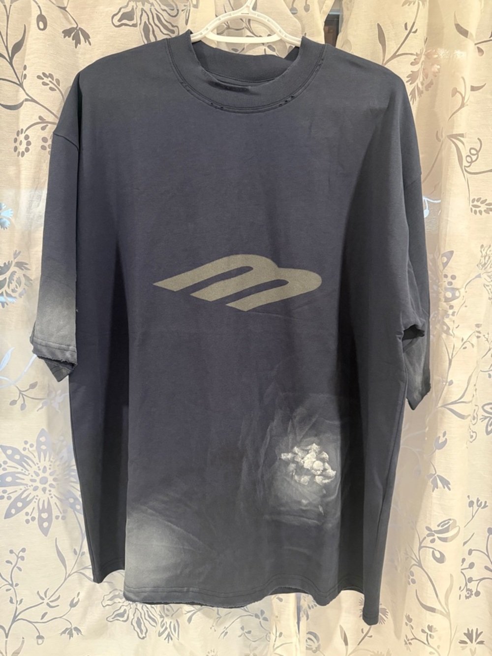 Balenciaga Men’s Dark Navy Short-Sleeve Logo Tee
